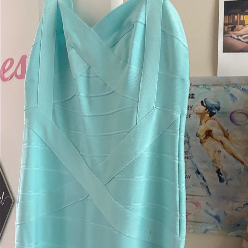Chic Light Blue Bandage Dress